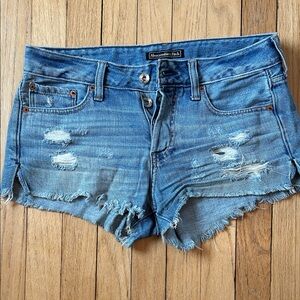 Abercrombie & Fitch Light Blue Ripped Jean Shorts